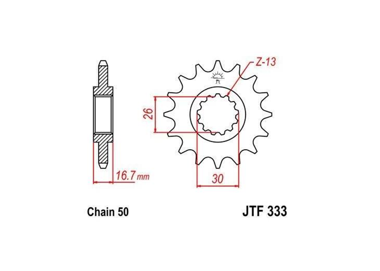 PION JT 333 de acero con goma  con 16 dientes